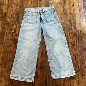 Gap High Rise Stride Wide-Leg Ankle Jeans with Washwell Light Indigo Sz 30R/10